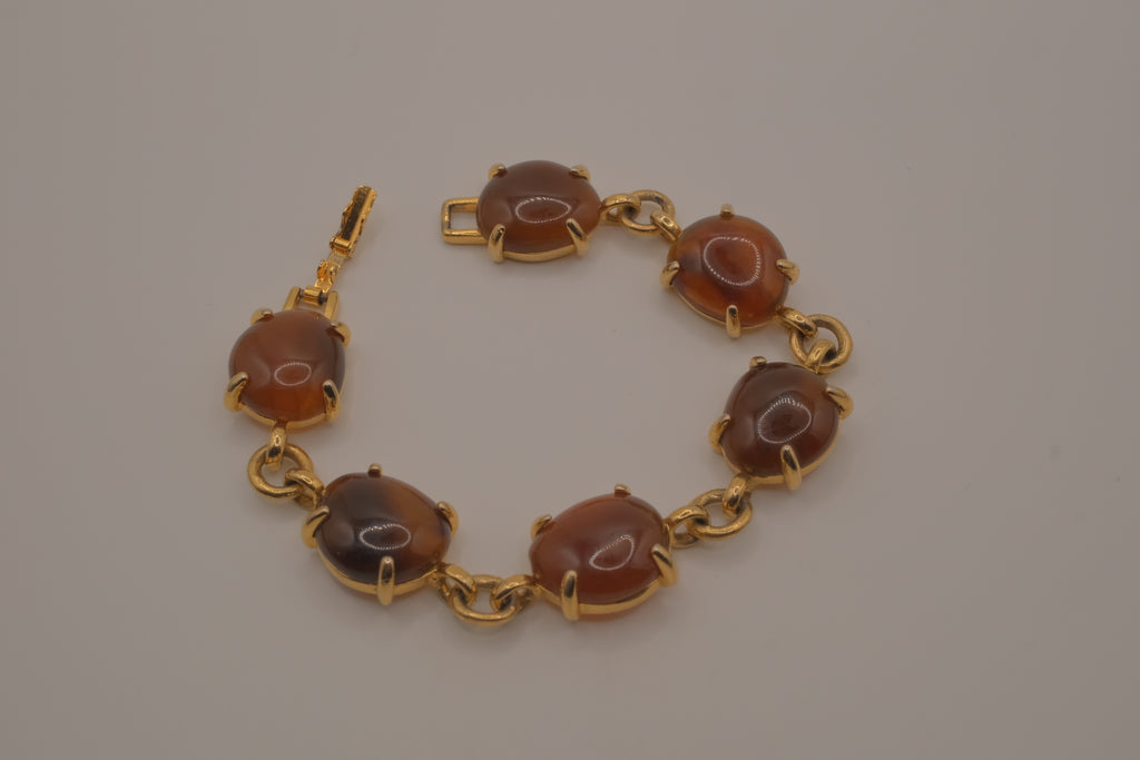 Vintage scarab-style marbled agate link bracelet