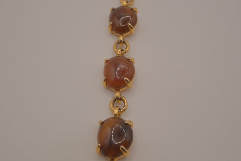 Vintage scarab-style marbled agate link bracelet