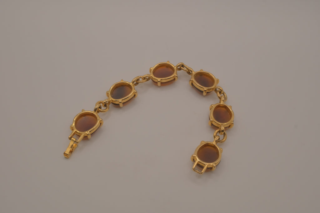 Vintage scarab-style marbled agate link bracelet