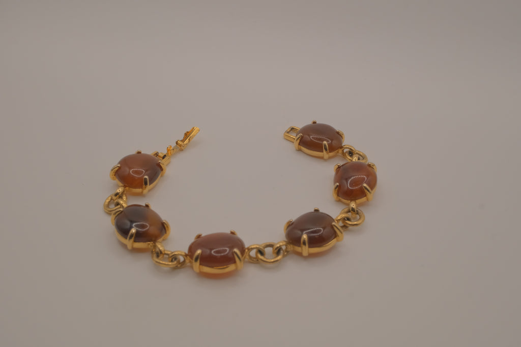 Vintage scarab-style marbled agate link bracelet