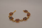 Vintage scarab-style marbled agate link bracelet