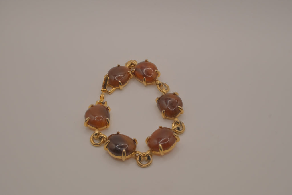 Vintage scarab-style marbled agate link bracelet