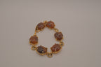 Vintage scarab-style marbled agate link bracelet