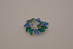 Vintage Blue and Green rhinestone brooch