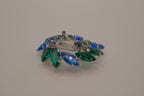 Vintage Blue and Green rhinestone brooch