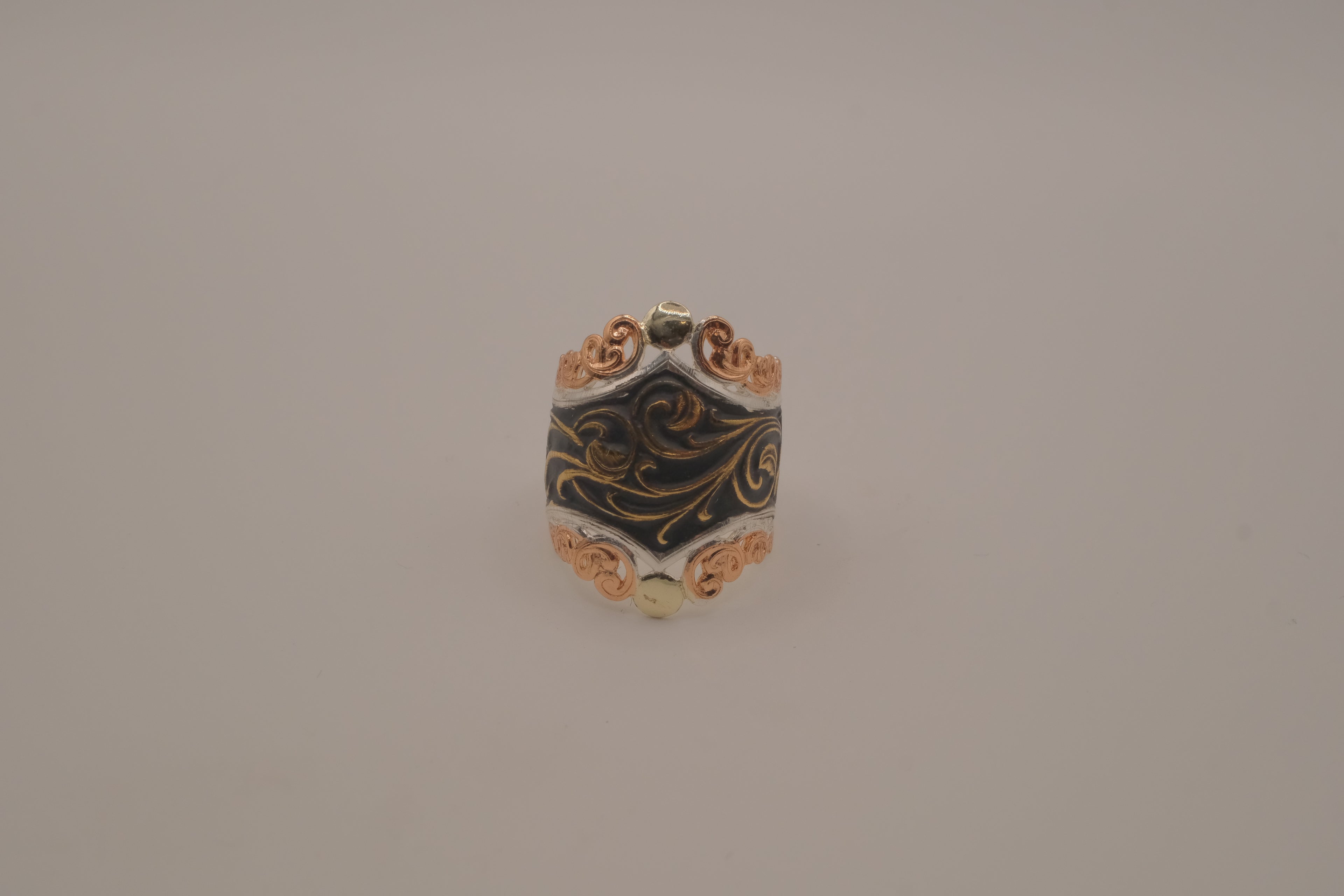 Reworked hand-engraved scrollwork ring