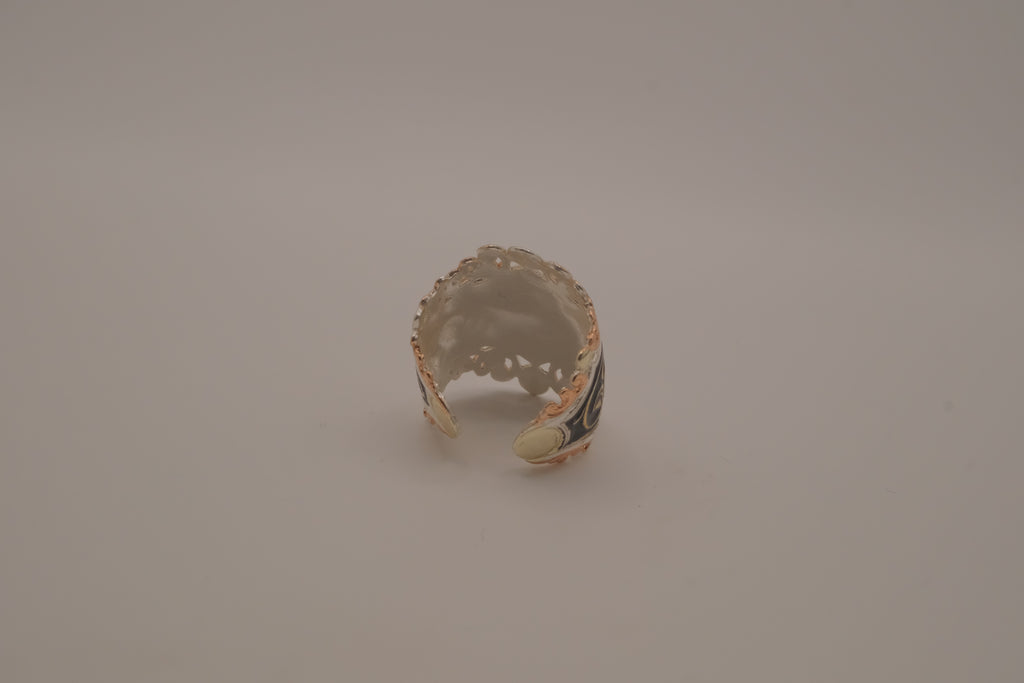 Reworked hand-engraved scrollwork ring