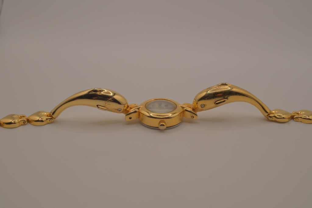 Vintage-style dolphin bracelet watch