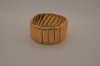 Vintage Hong Kong signed etched gold-tone expandable stretch bracelet