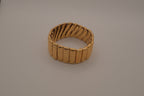 Vintage Hong Kong signed etched gold-tone expandable stretch bracelet