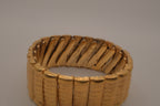 Vintage Hong Kong signed etched gold-tone expandable stretch bracelet