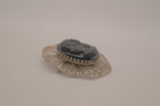 Vintage hematite glass cameo brooch