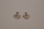 Vintage textured heart dangle post earrings