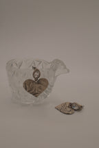 Vintage textured heart dangle post earrings