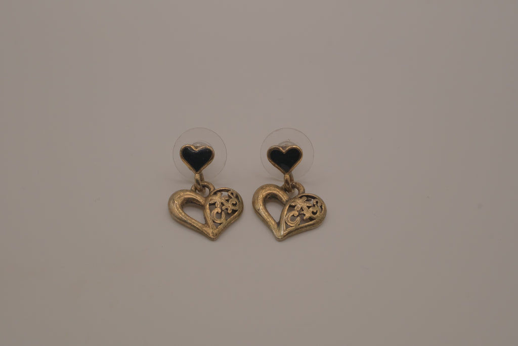 Vintage open heart dangle earring