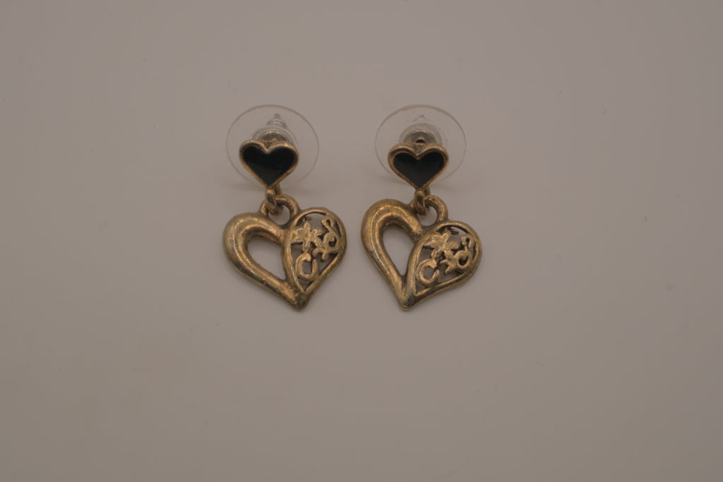 Vintage open heart dangle earring