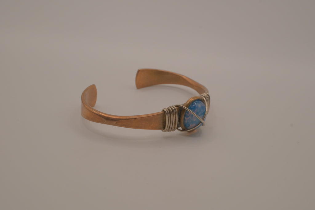 Vintage Blue Opal copper cuff bracelet
