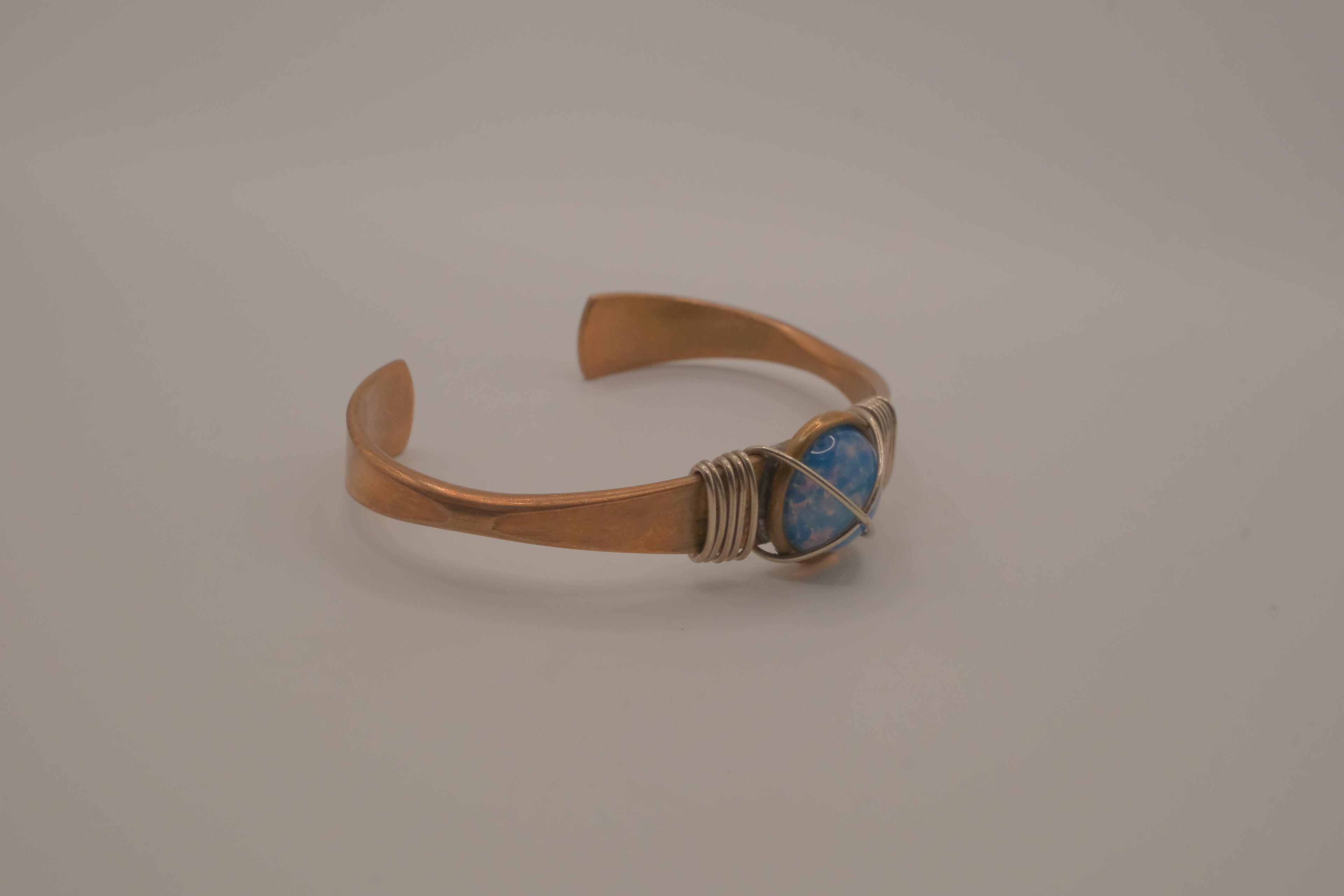 Vintage Blue Opal copper cuff bracelet