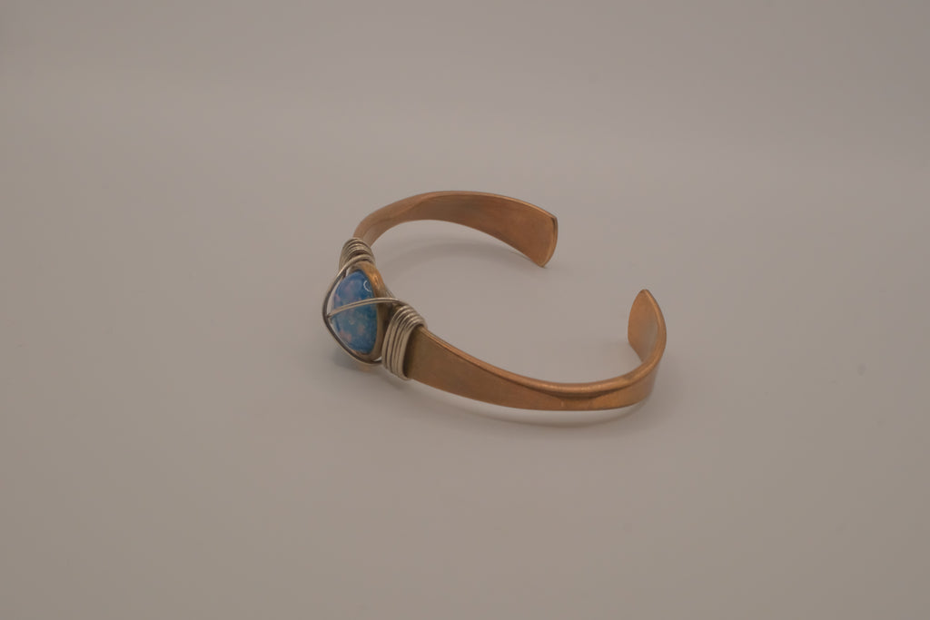 Vintage Blue Opal copper cuff bracelet