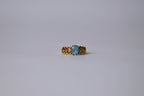 Vintage Avon Gold Tone Blue And Clear Glass Ring