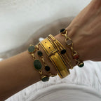 Vintage Gold-Filled Multi-Gemstone Scarab Bracelet