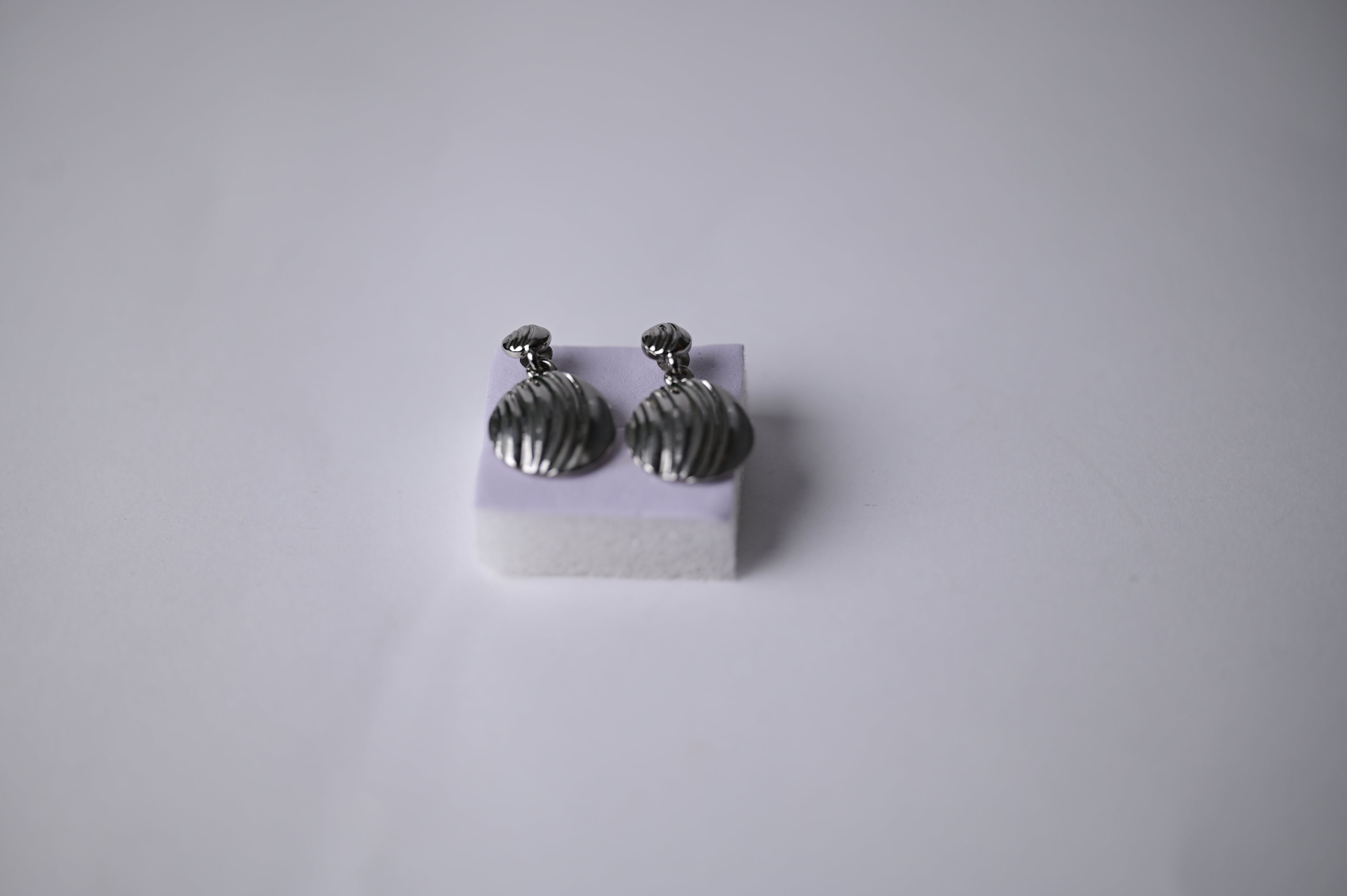 Vintage Silver Ribbed Drop Earrings