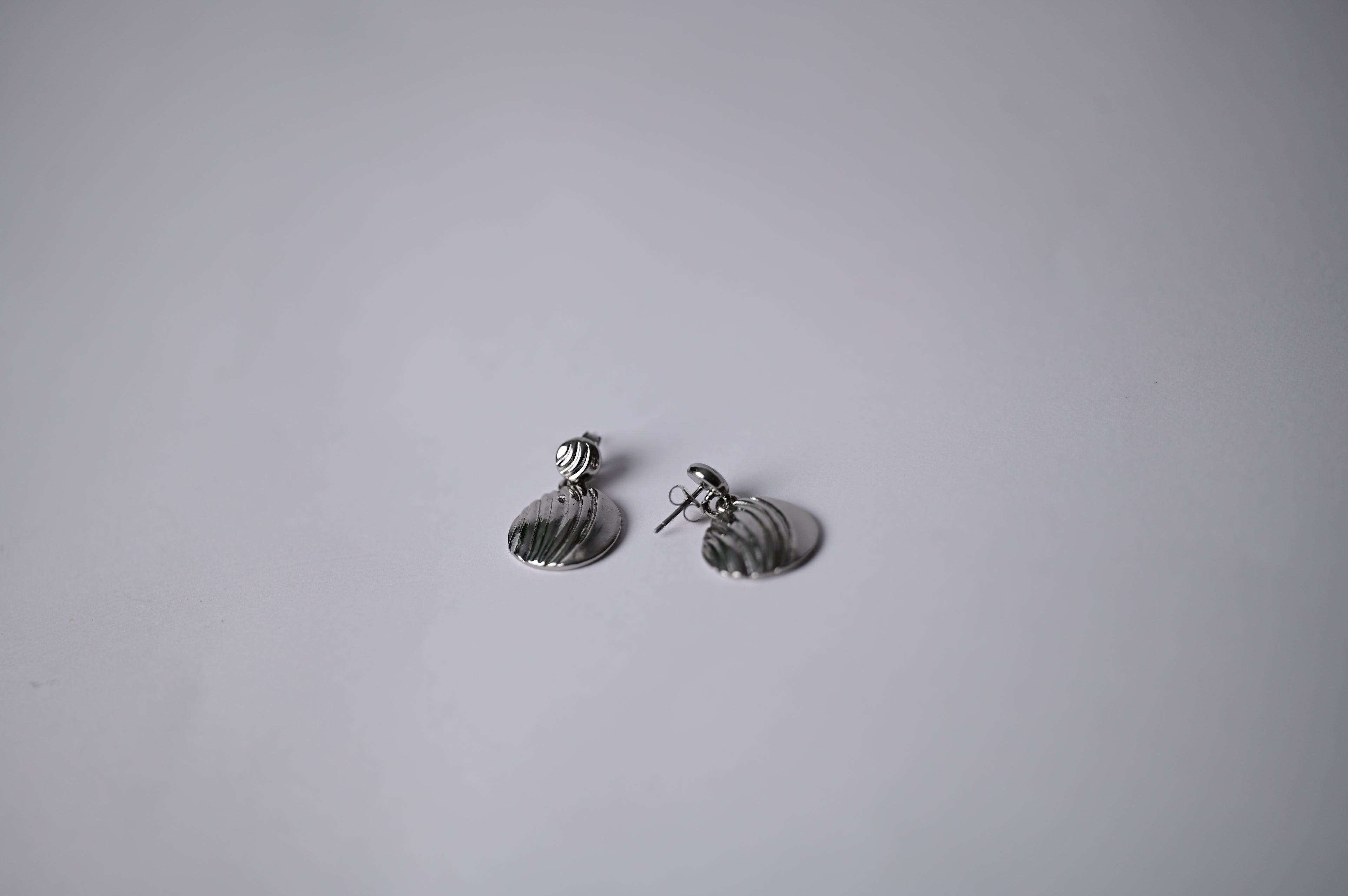 Vintage Silver Ribbed Drop Earrings